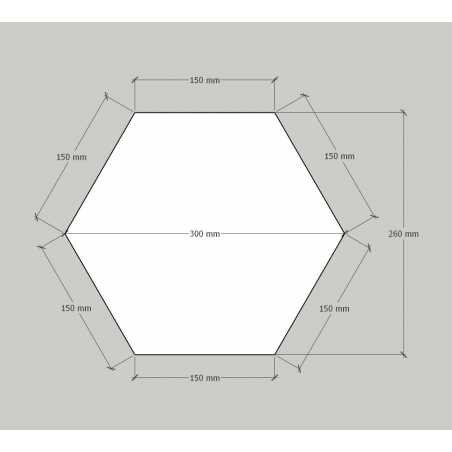 Hexagon sokkel wit mat, 30 x 100 cm (lxbxh)
