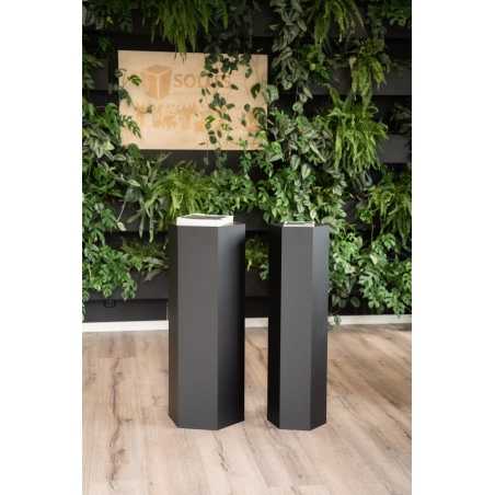 Hexagon sokkel zwart mat, 40 x 100 cm (lxbxh)